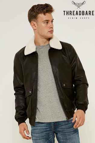 Threadbare PU Bomber Jacket